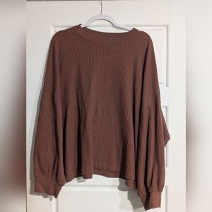 Women's Brown Waffle Knit Sweater
